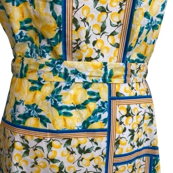 Chloe+Rene Lemon Print Retro 70s Style Fit and Flare Poplin Midi Sundress Sz S - Picture 11 of 16